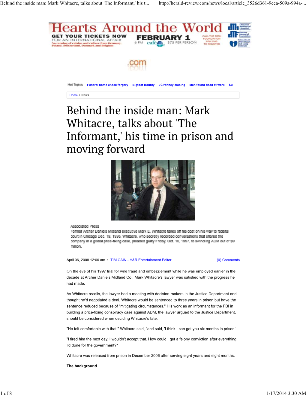 Behind the Inside Man: Mark Whitacre, Talks About 'The Informant,' His T