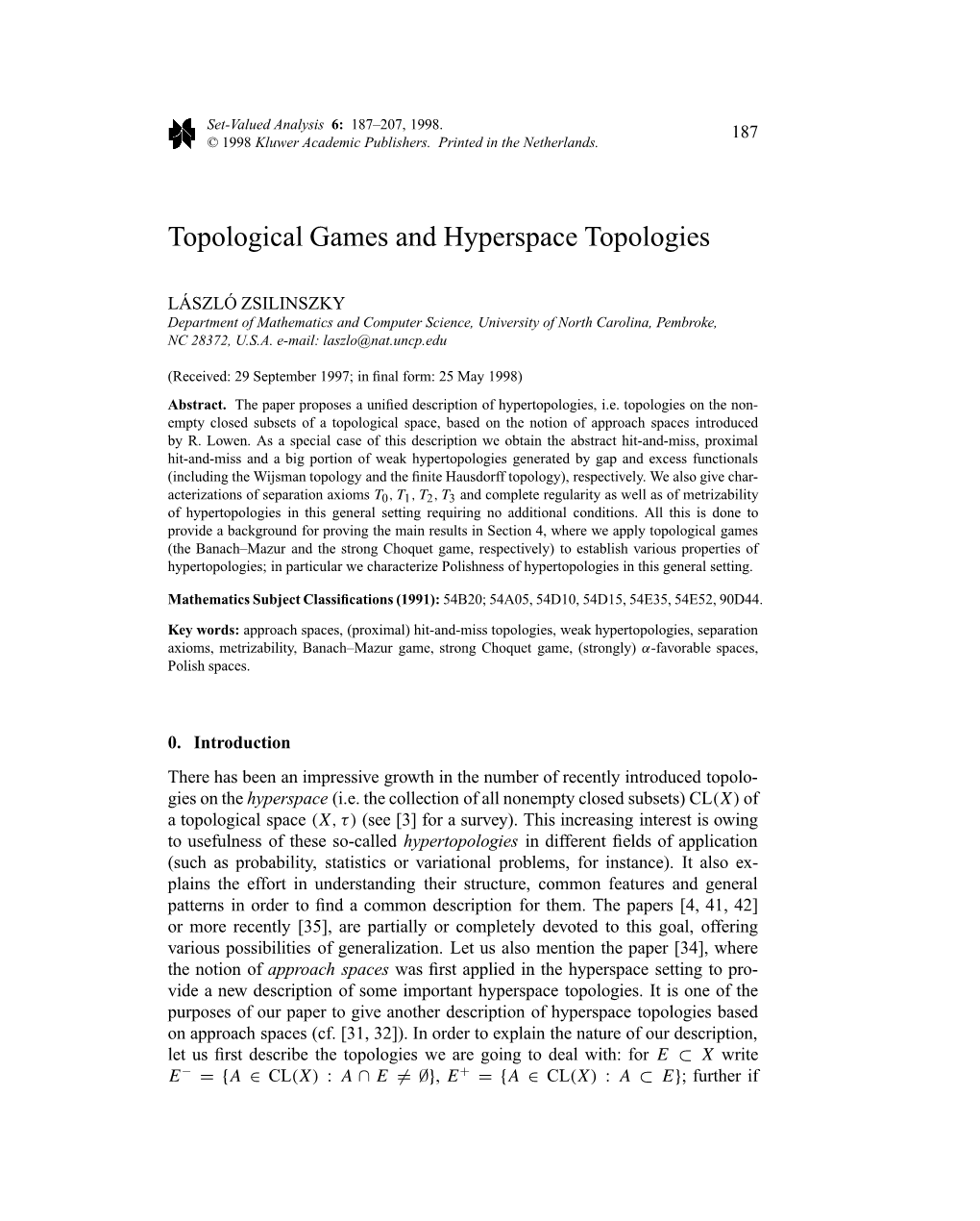 Topological Games and Hyperspace Topologies