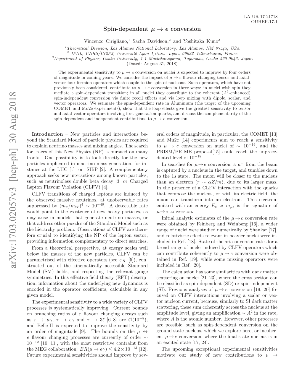 Spin-Dependent $\Mu\To E $ Conversion