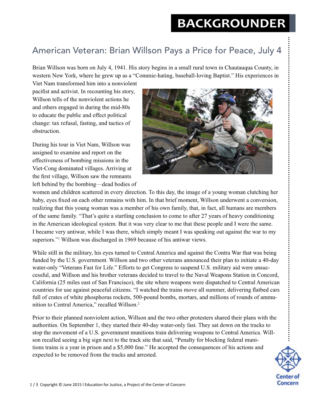 American Veteran: Brian Willson Pays a Price for Peace, July 4