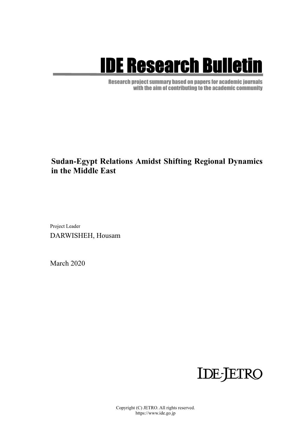 Sudan-Egypt Relations Amidst Shifting Regional Dynamics in the Middle East