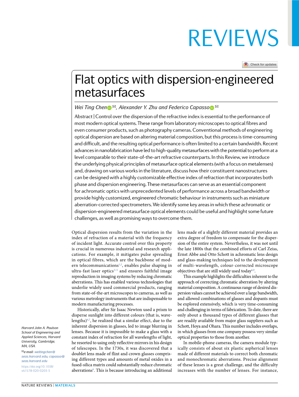 Flat Optics with Dispersion-Engineered Metasurfaces