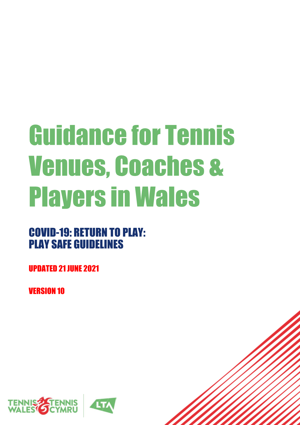 Guidance for Tennis Venues, Coaches & Players in Wales