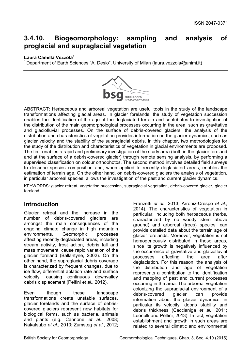 Sampling and Analysis of Proglacial and Supraglacial Vegetation