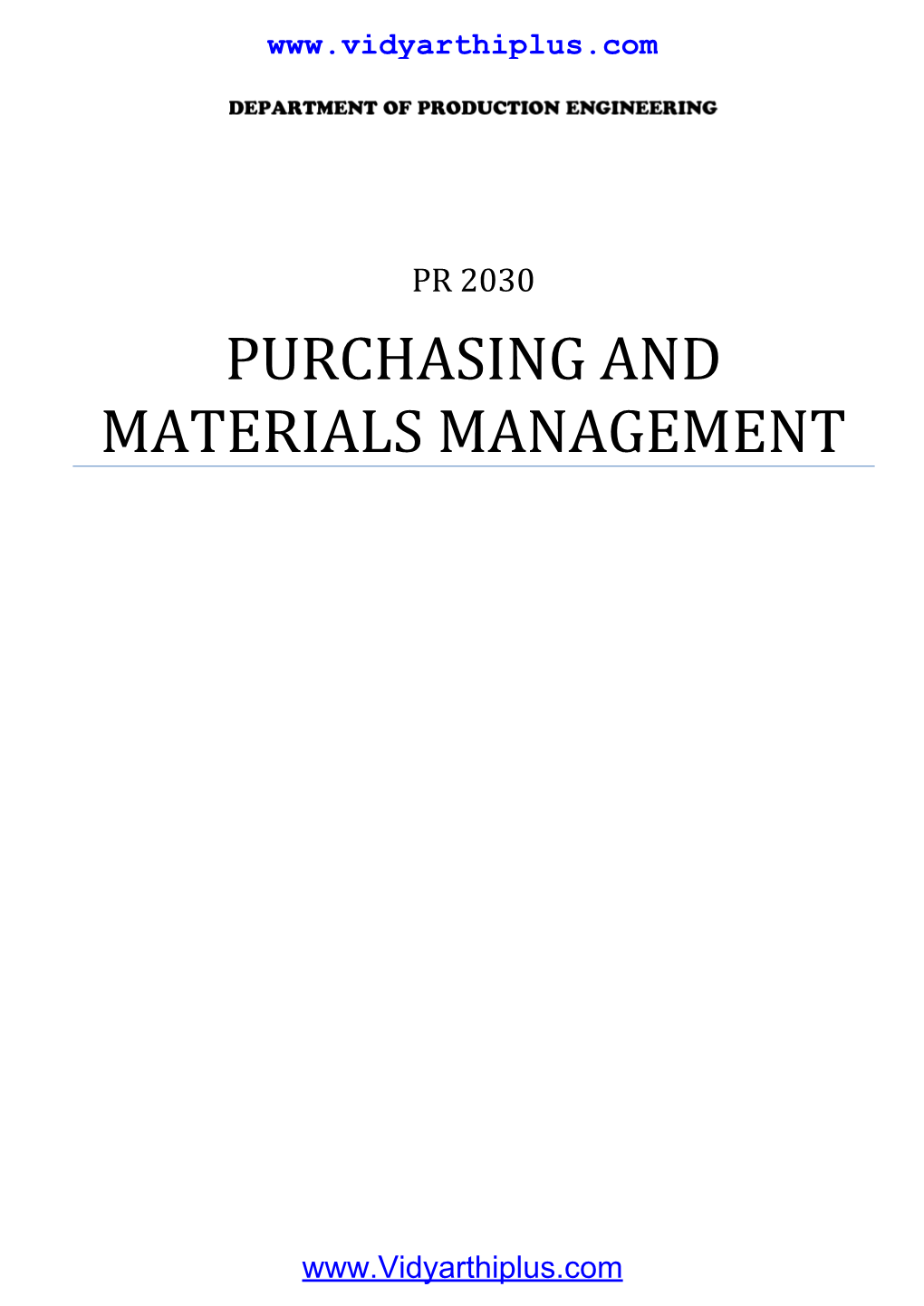 Purchasing and Materials Management