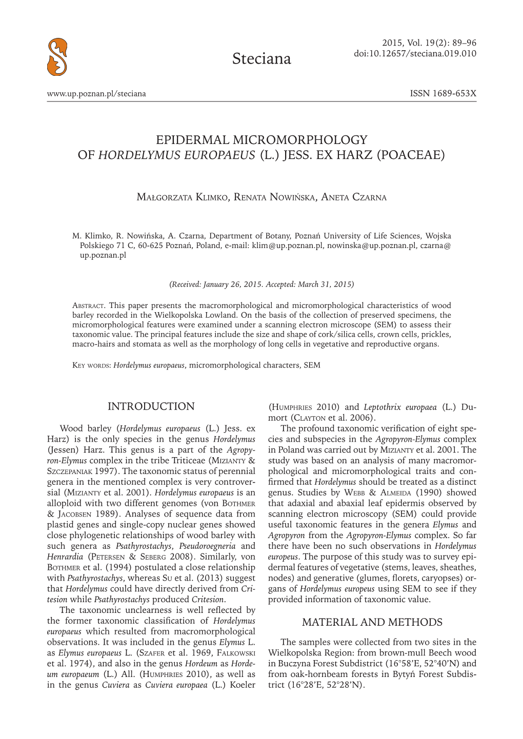 Steciana Doi:10.12657/Steciana.019.010 ISSN 1689-653X