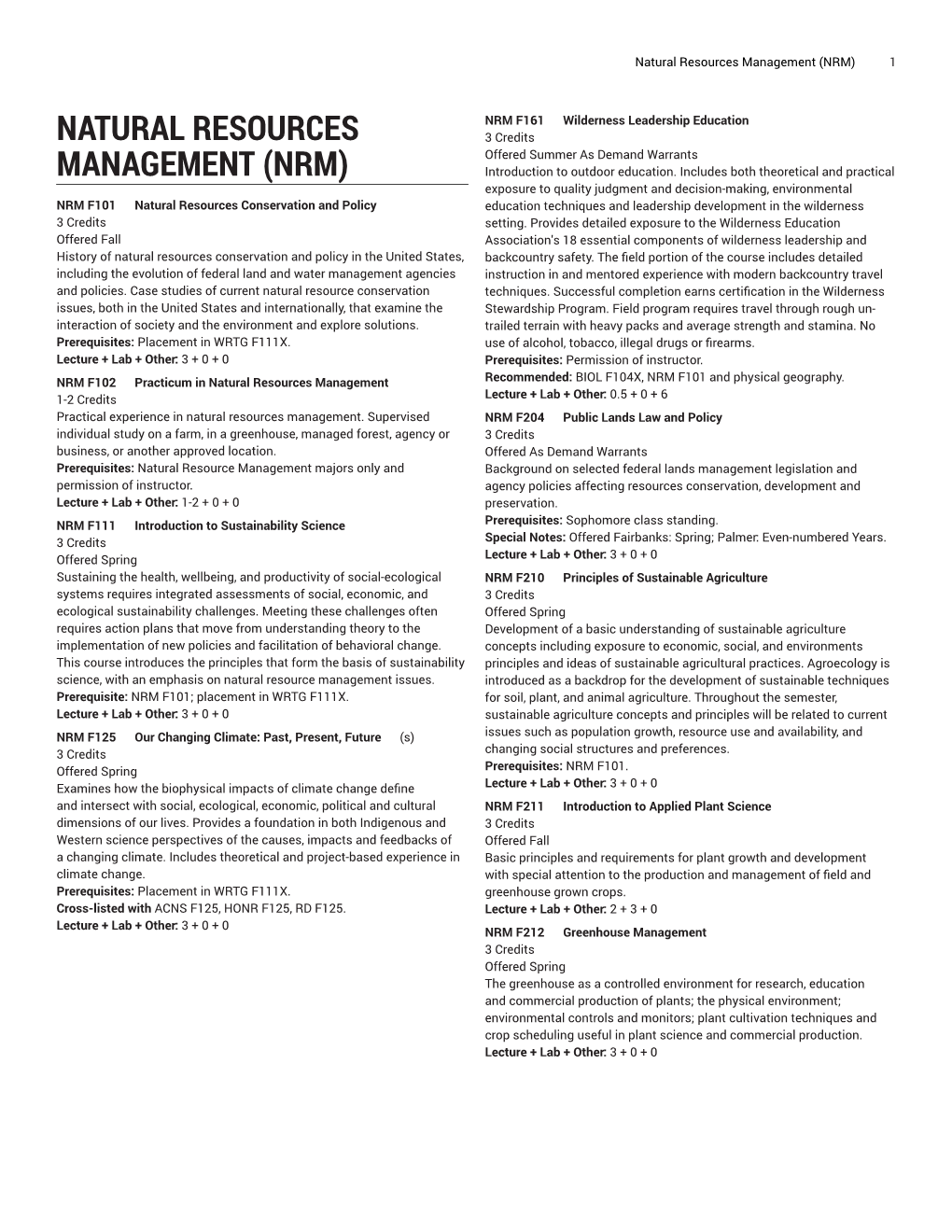 Natural Resources Management (NRM) 1