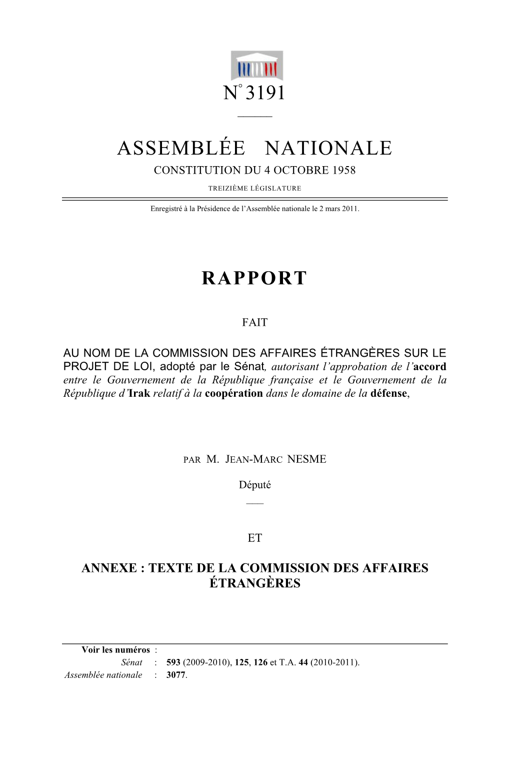 N° 3191 Assemblée Nationale