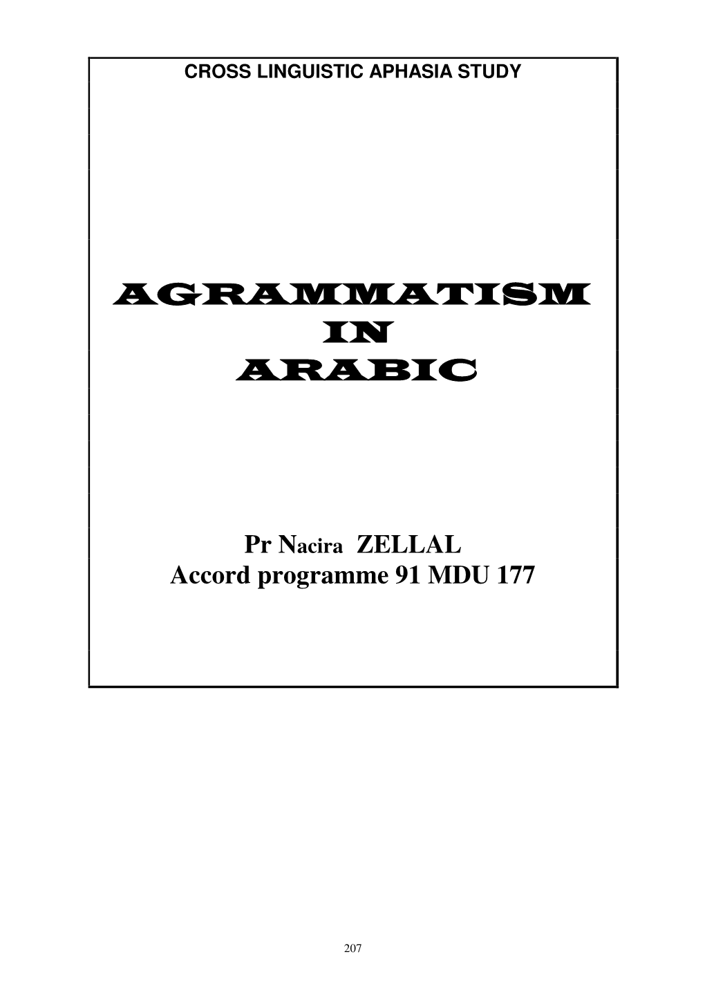 Agrammatism in Arabic