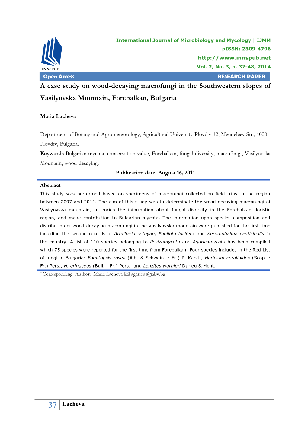 A Case Study on Wood-Decaying Macrofungi in the Southwestern