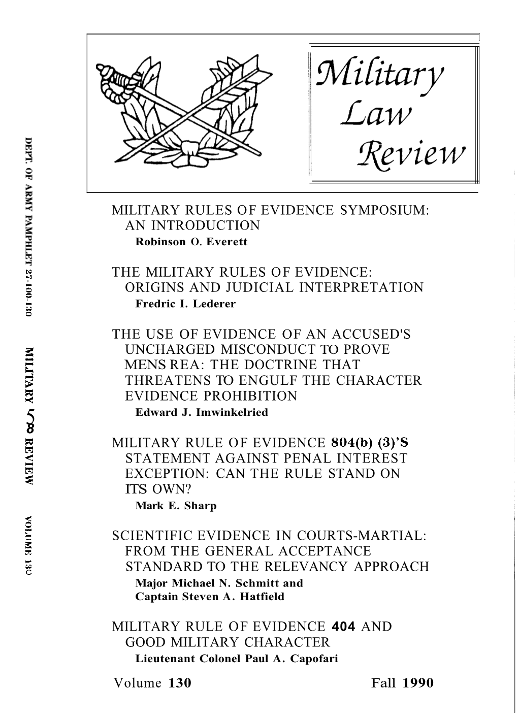 MILITARY RULES of EVIDENCE SYMPOSIUM: an INTRODUCTION Robinson 0