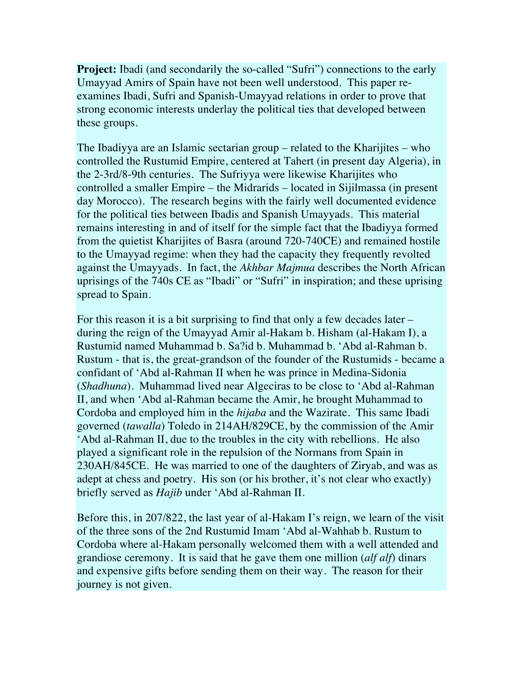 Ibadi (And Secondarily the So-Called “Sufri”) Connections to the Early Umayyad Amirs of Spain Have Not Been Well Understood