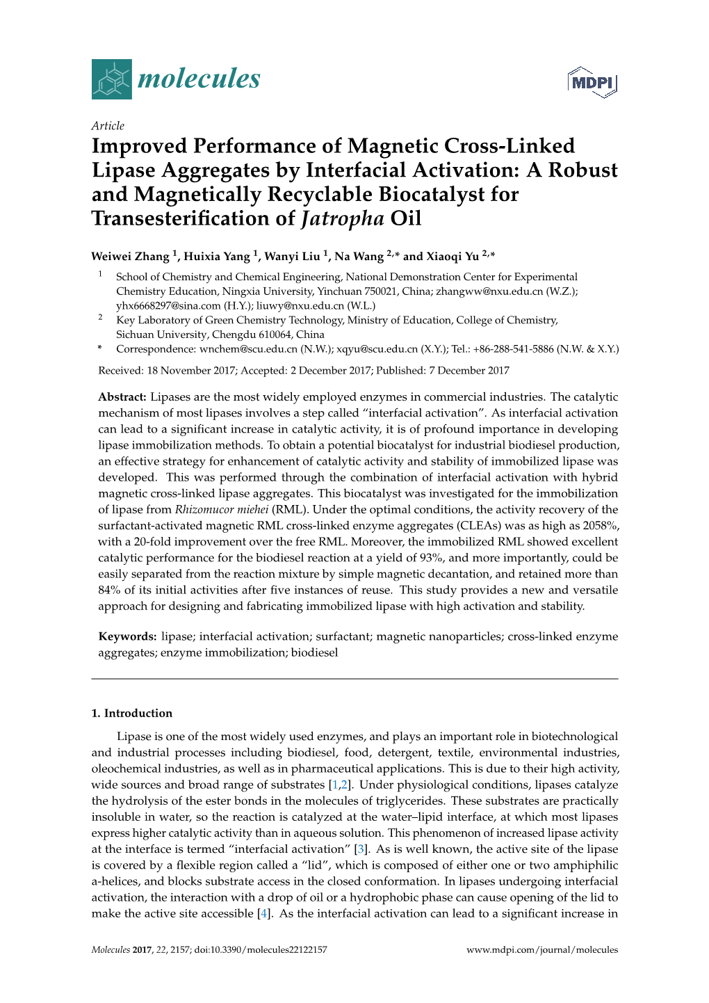 Improved Performance of Magnetic Cross-Linked Lipase Aggregates By