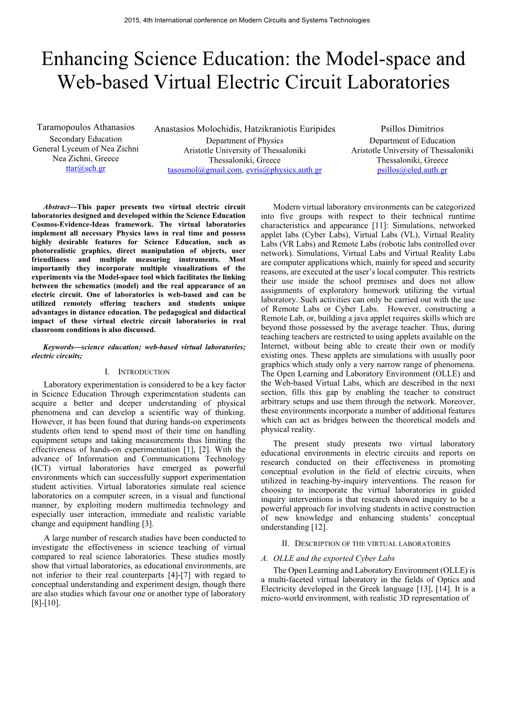 The Model-Space and Web-Based Virtual Electric Circuit Laboratories