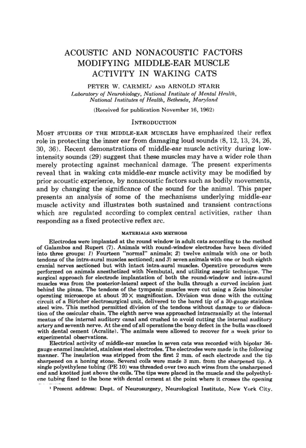 Acoustic and Nonacoustic Factors Modifying Middle-Ear Muscle Activity in Waking Cats