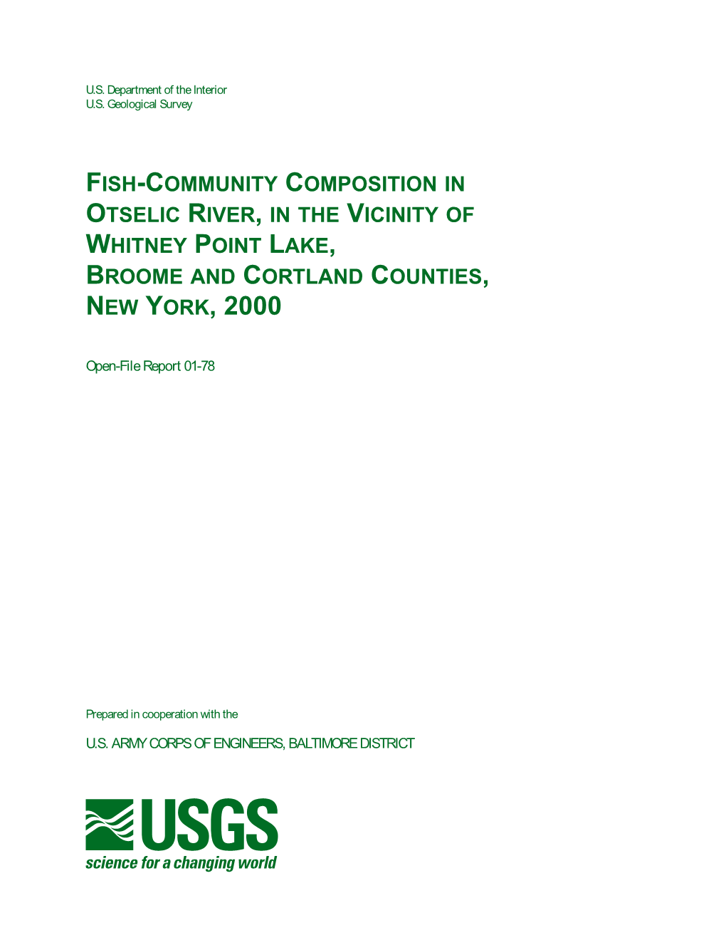 Fish-Community Composition in Otselic River, in the Vicinity of Whitney Point Lake, Broome and Cortland Counties, New York, 2000