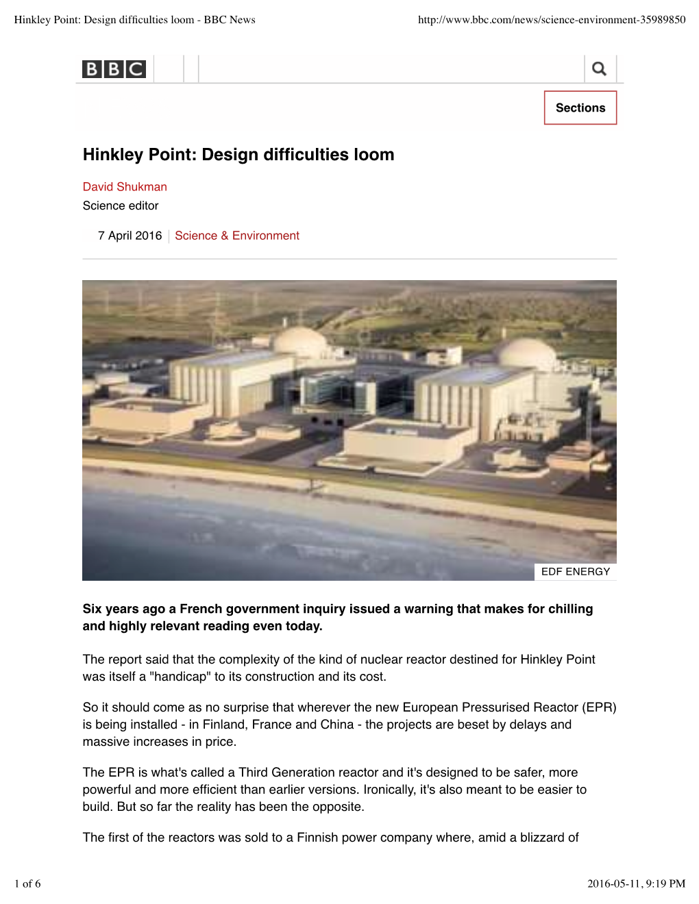 Hinkley Point: Design Difficulties Loom