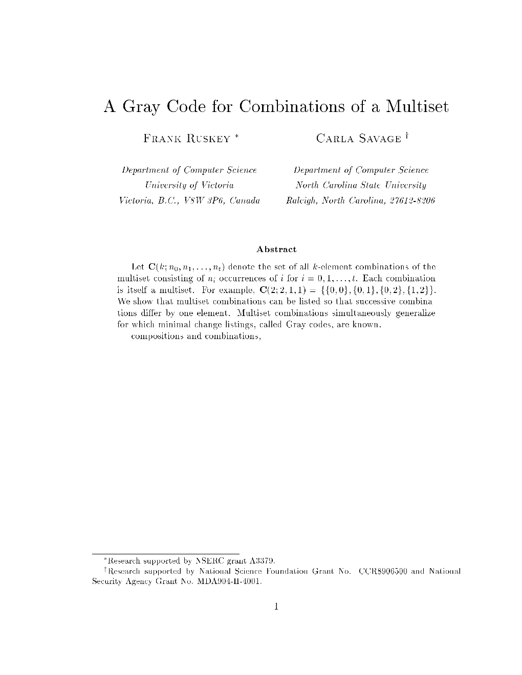 A Gray Code for Combinations of a Multiset