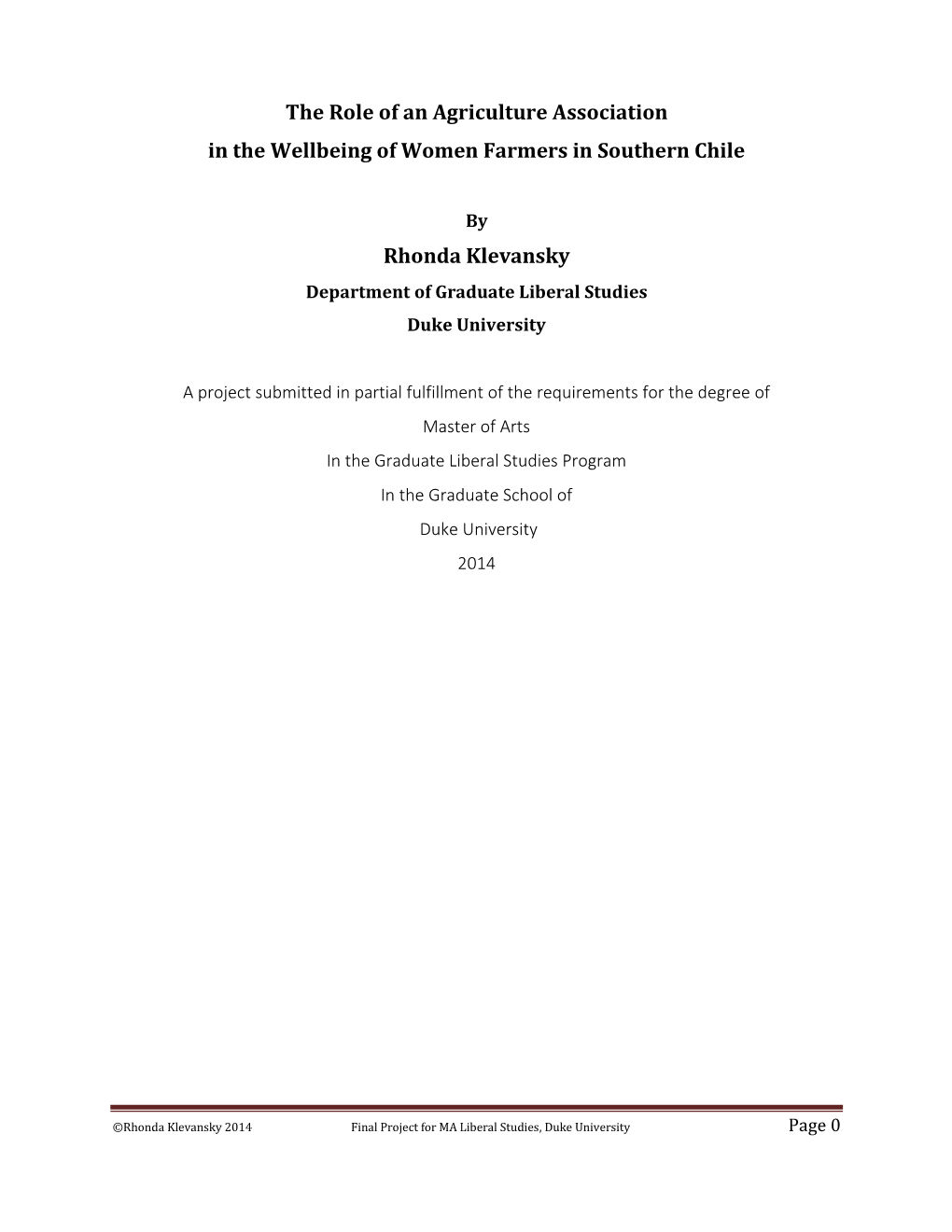 The Role of an Agriculture Association in the Wellbeing of Women Farmers in Southern Chile