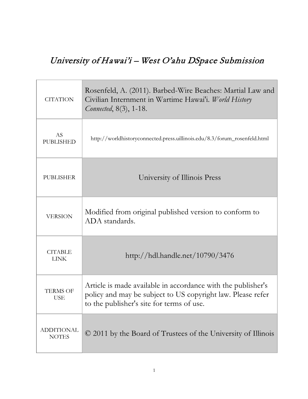 Martial Law and Civilian Internment in Wartime Hawai'i