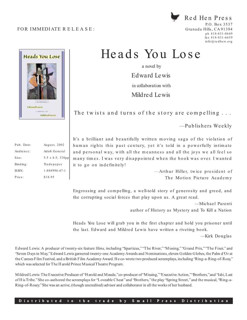 Heads You Lose Press Release