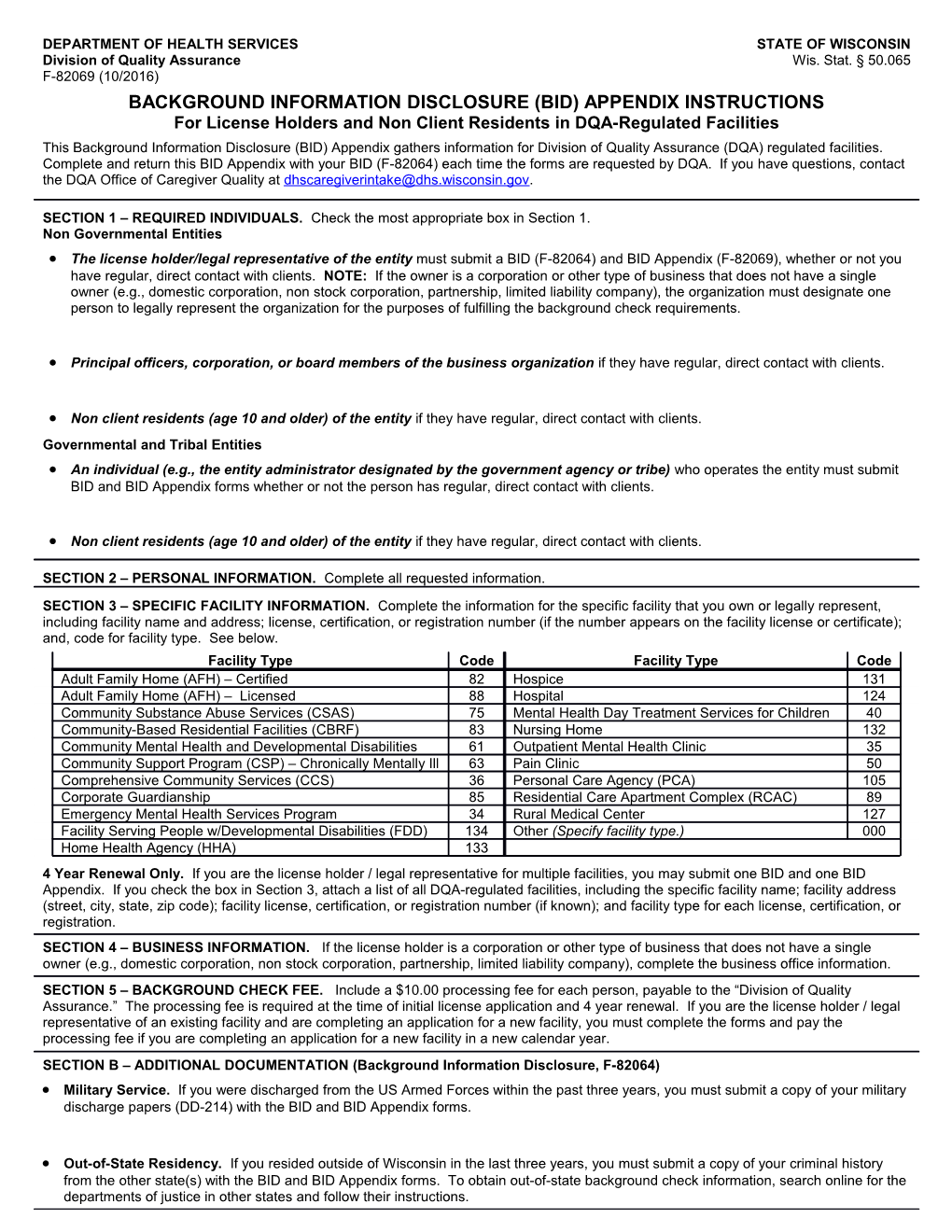 Background Information Disclosure (BID) Appendix, F-82069