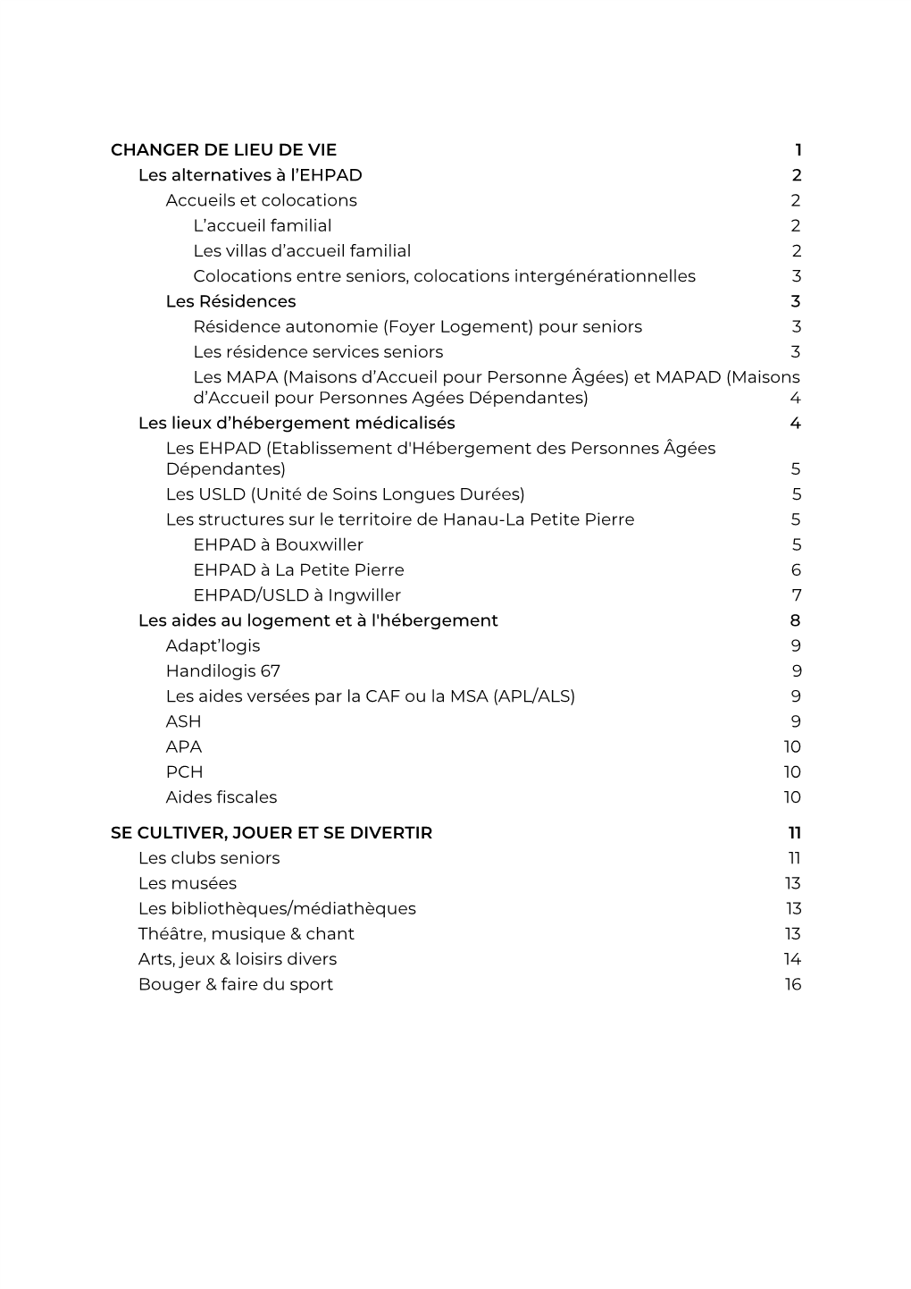 CHANGER DE LIEU DE VIE 1 Les Alternatives À L'ehpad 2 Accueils Et