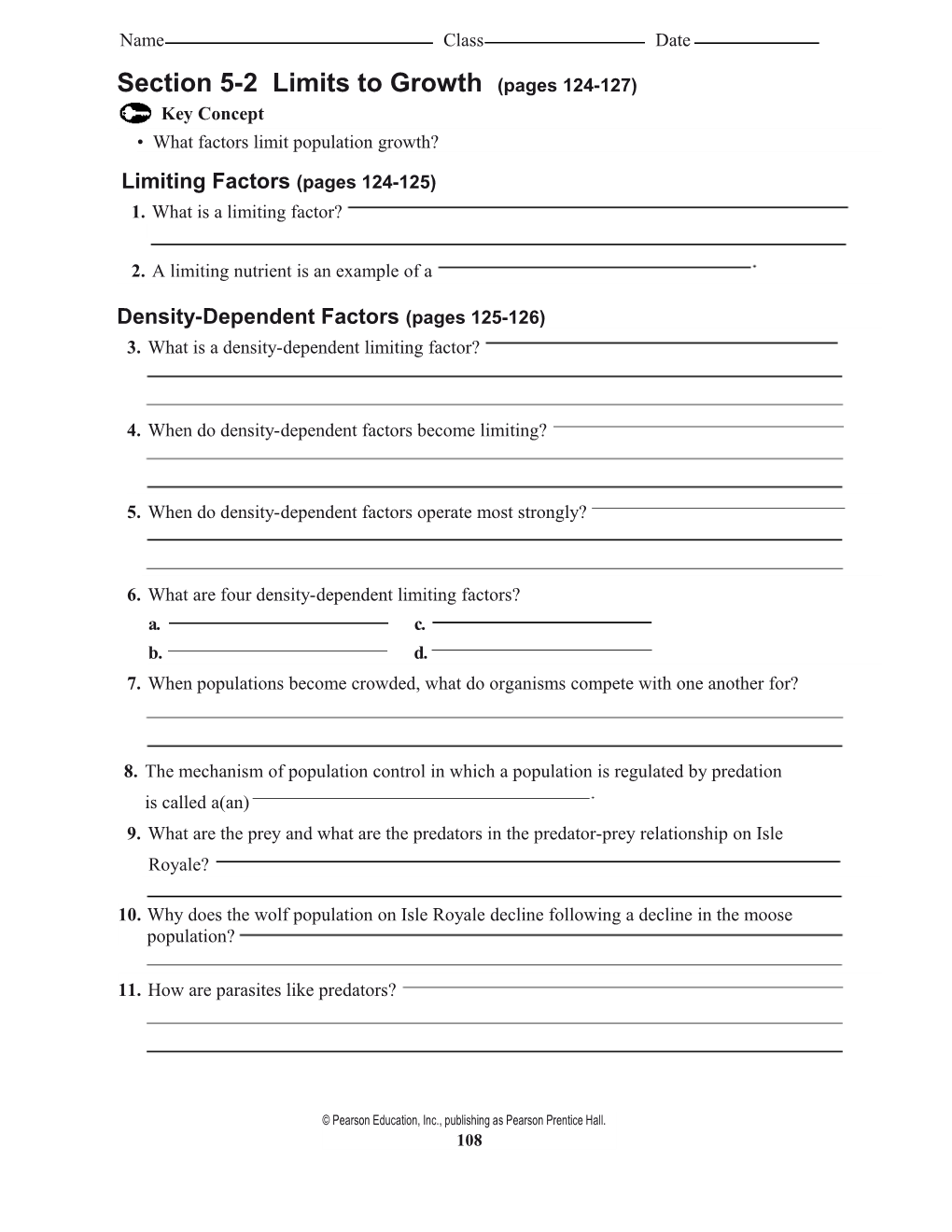 Section 5-2 Limits to Growth (Pages 124-127)