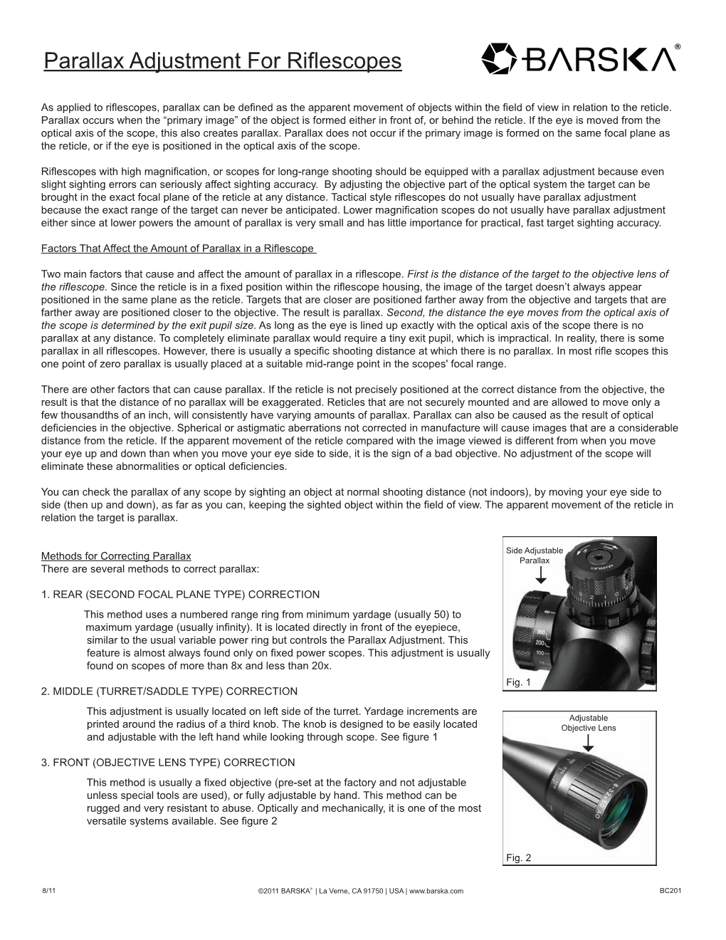 Parallax Adjustment for Riflescopes