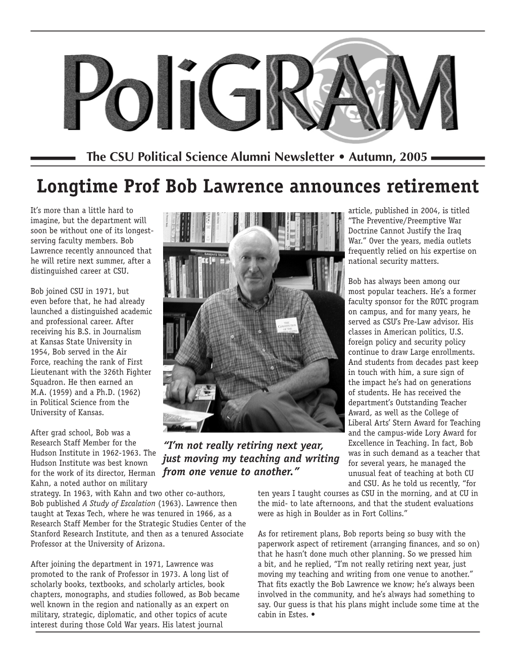 Longtime Prof Bob Lawrence Announces Retirement