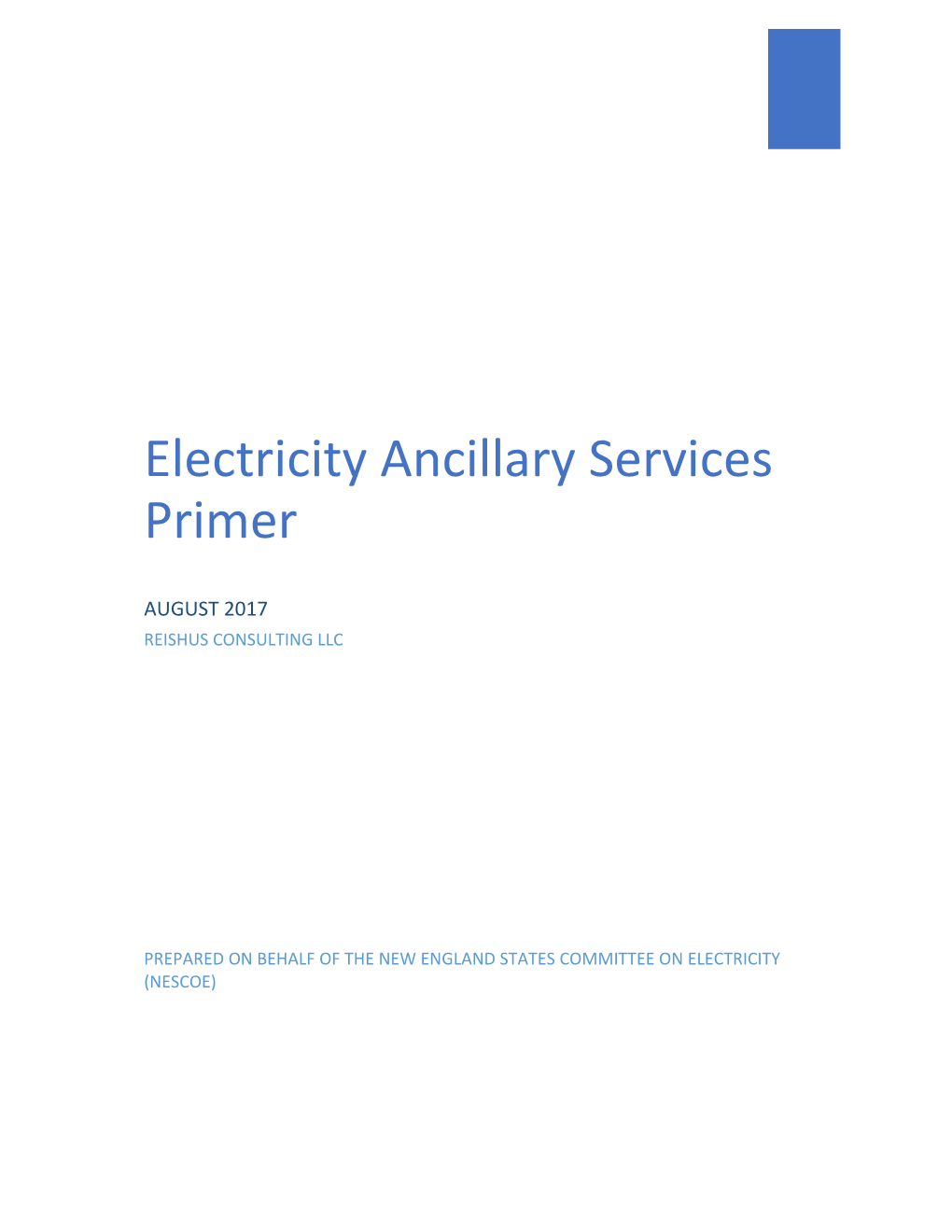 Electricity Ancillary Services Primer