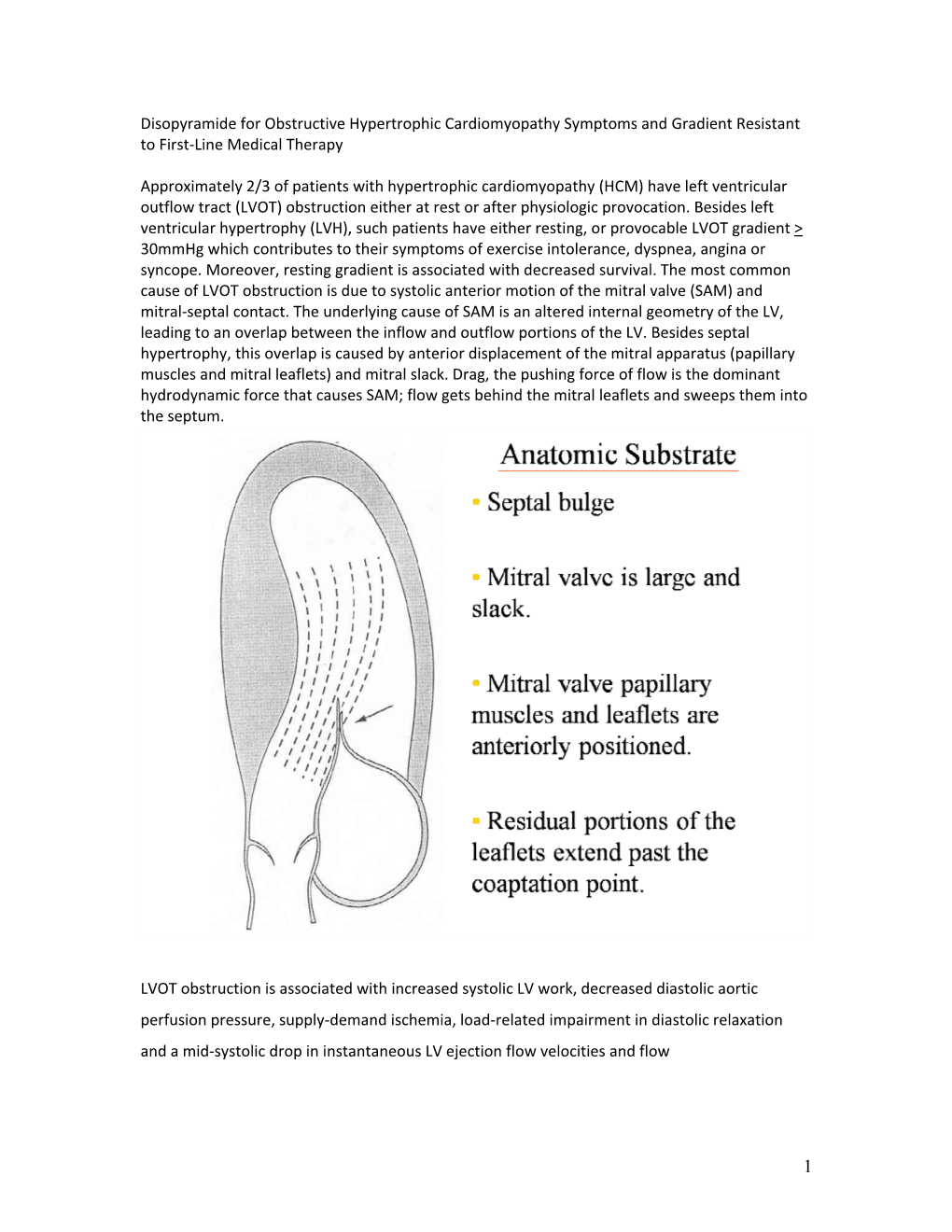 Disopyramide for Obstructive Hypertrophic Cardiomyopathy Symptoms and Gradient Resistant to First-Line Medical Therapy Approxima