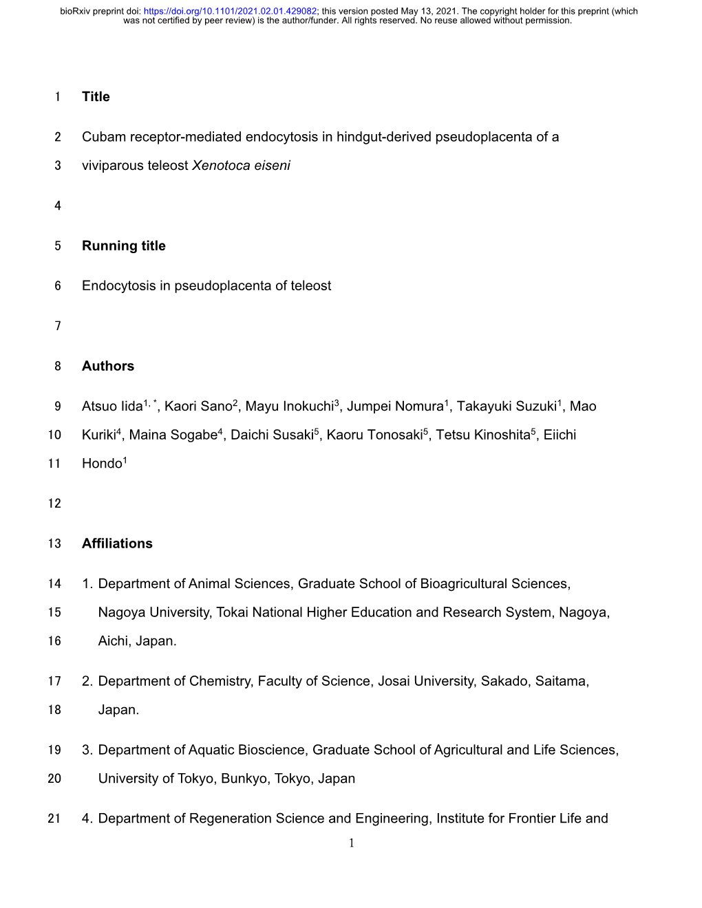 Cubam Receptor-Mediated Endocytosis in Hindgut-Derived Pseudoplacenta of A