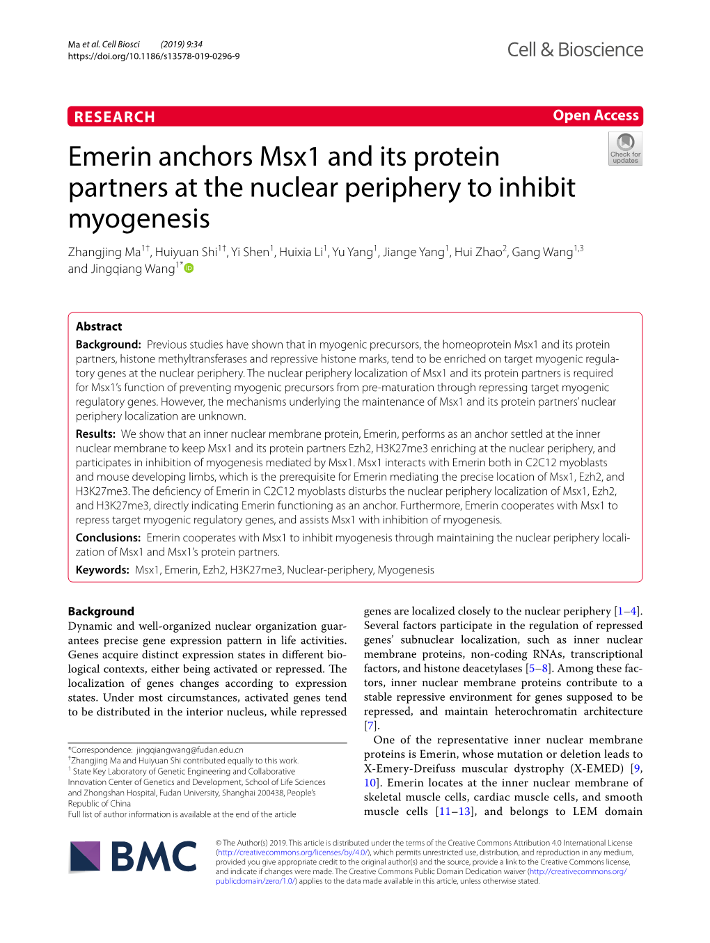 Emerin Anchors Msx1 and Its Protein Partners at the Nuclear Periphery To