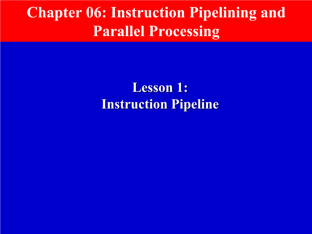 Instruction Pipeline Objective