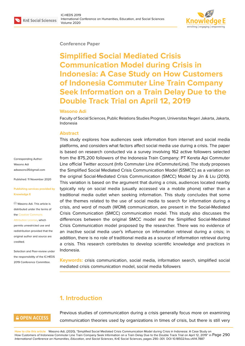 Simplified Social Mediated Crisis Communication Model During Crisis