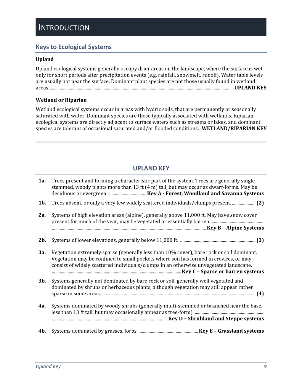 Key to Upland Ecological Systems of Colorado 2020.Pdf