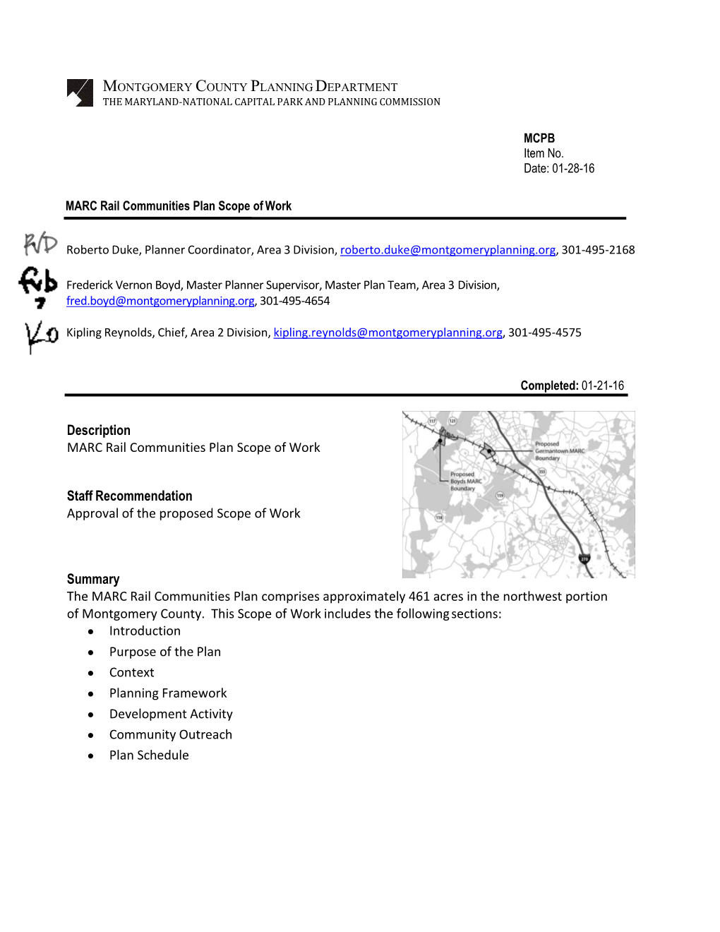 Scope of Work for the MARC Rail Communities Plan