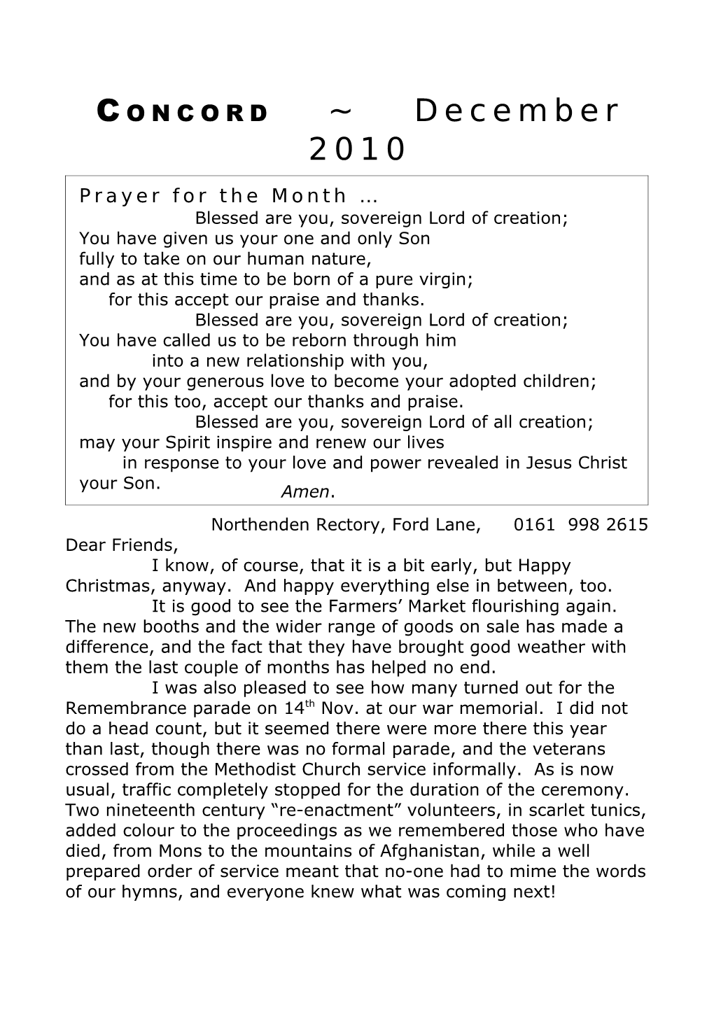 Prayer for the Month