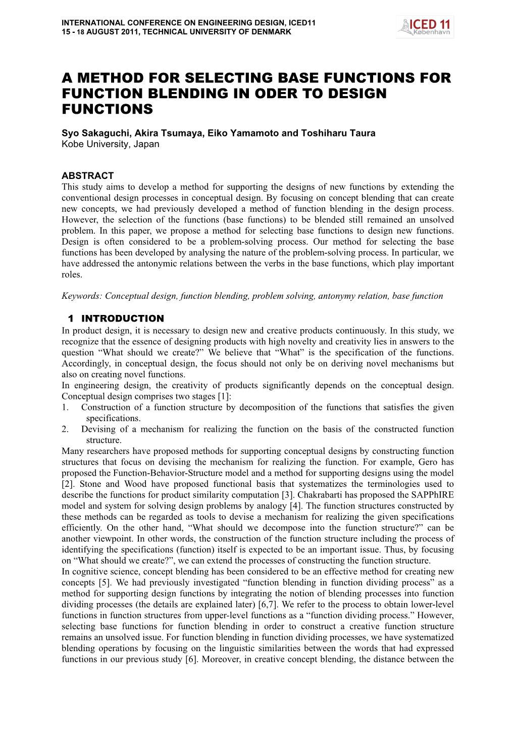 A Method for Selecting Base Functions for Function Blending in Oder to Design Functions