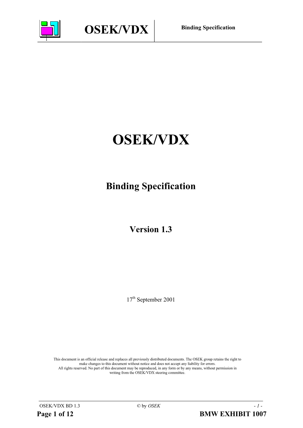 OSEK/VDX Binding Specification