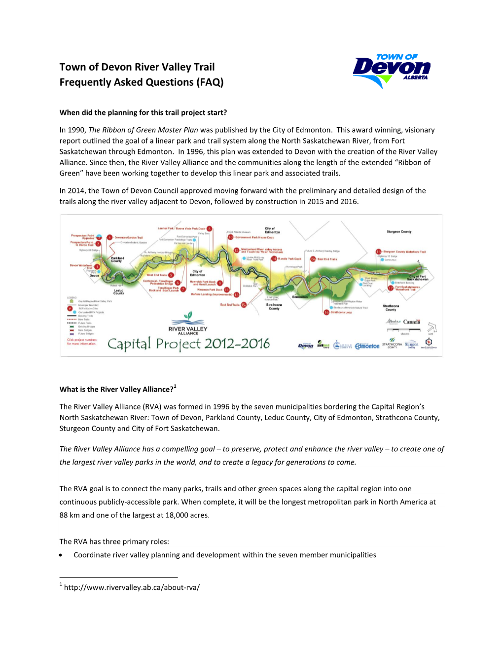 Town of Devon River Valley Trail Frequently Asked Questions (FAQ)