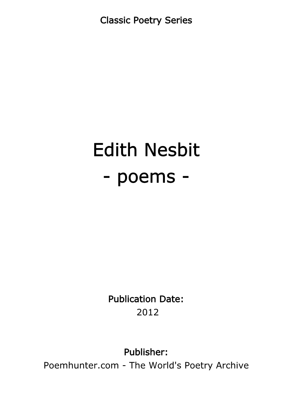 Edith Nesbit - Poems