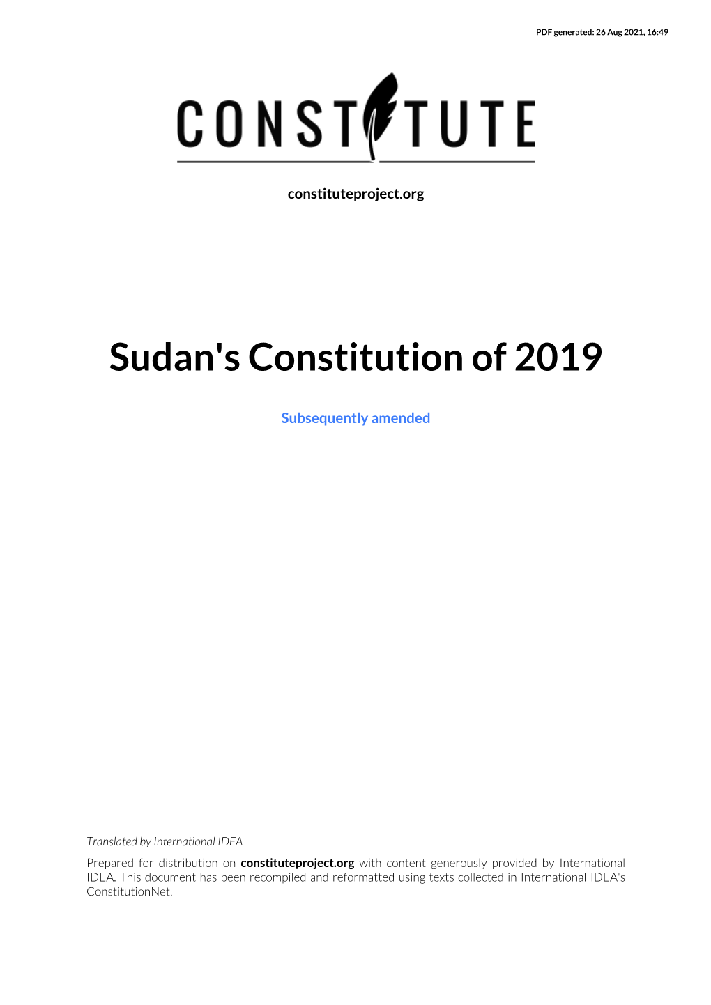 Sudan's Constitution of 2019