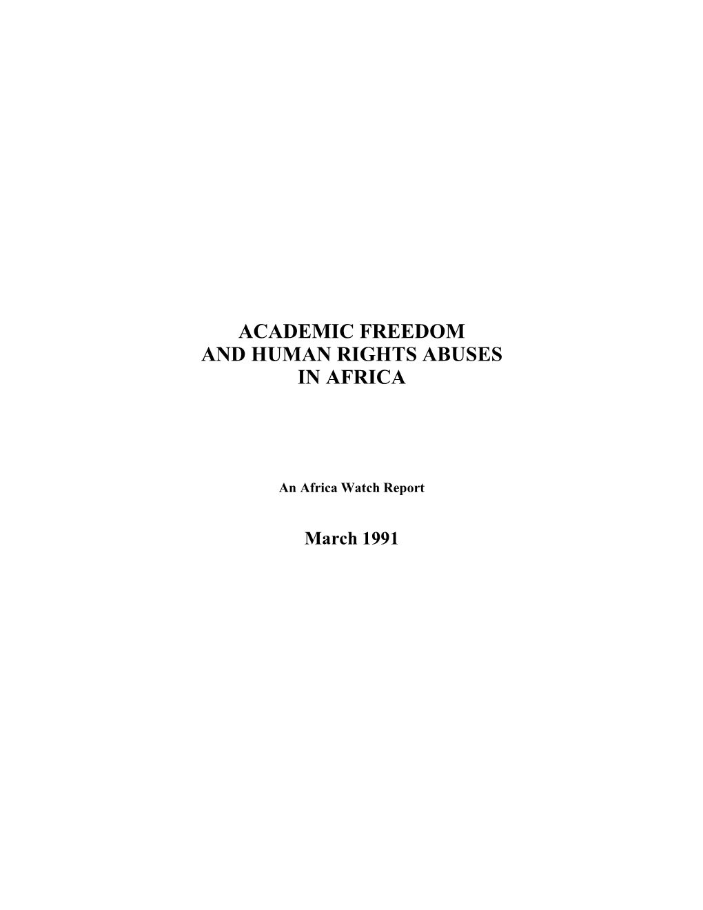 Academic Freedom and Human Rights Abuses in Africa