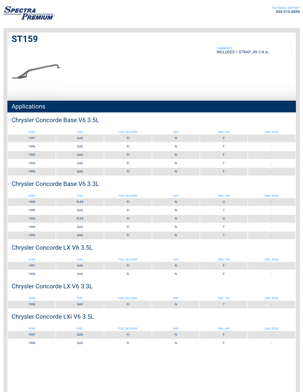 Applications Chrysler Concorde Base V6 3.5L Chrysler