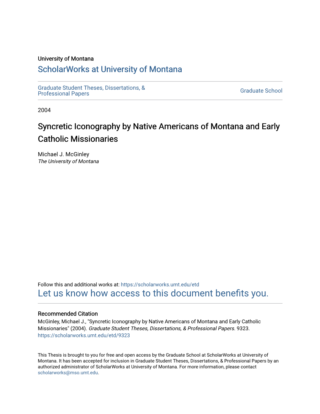 Syncretic Iconography by Native Americans of Montana and Early Catholic Missionaries