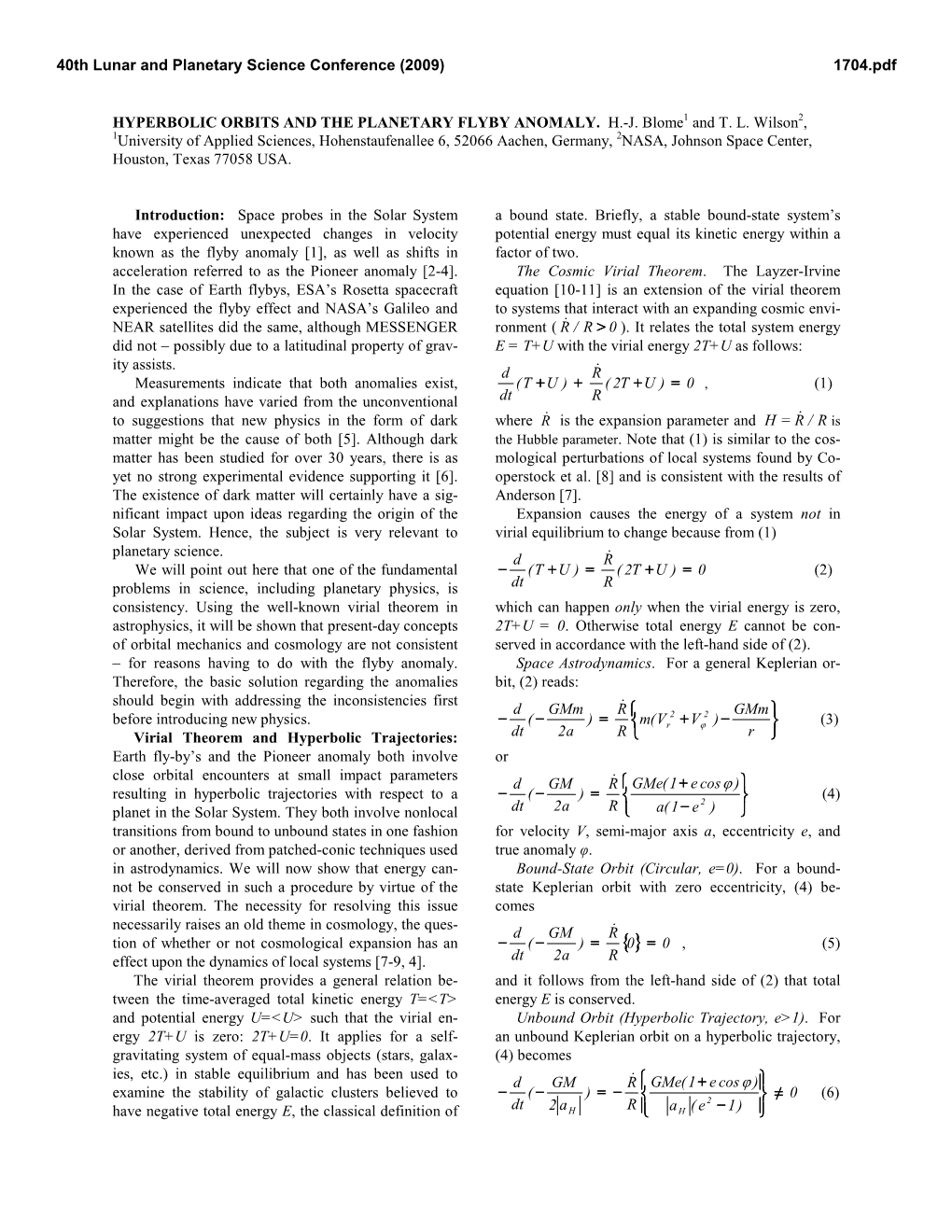 Hyperbolic Orbits and the Planetary Flyby Anomaly. H.-J