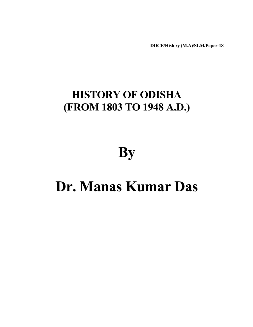 Paper 18 History of Odisha