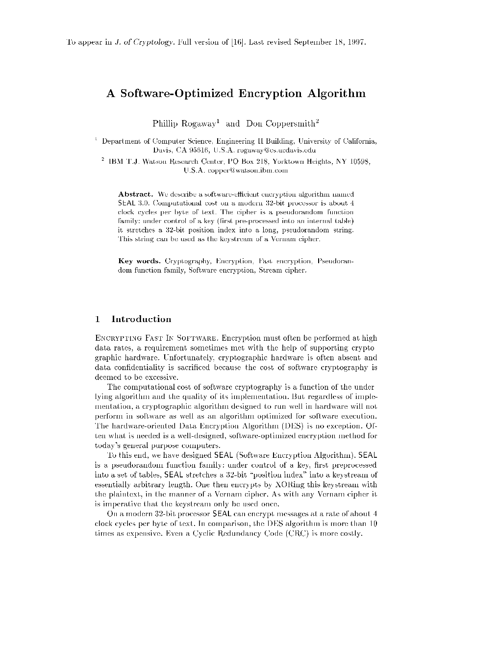 A Software-Optimized Encryption Algorithm